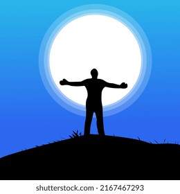 Man standing in front of Moon light