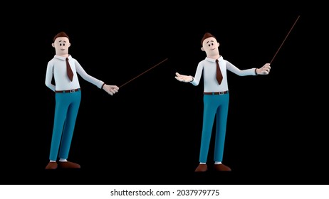 Man in standing two poses for presentation with 3d rendering include alpha path.