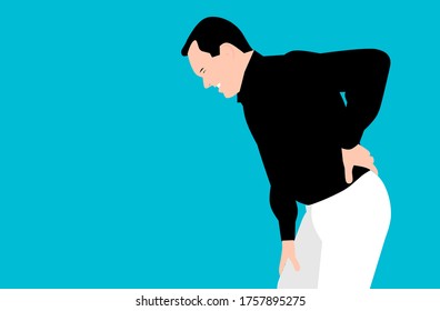 Man Suffering Of Back Pain Cartoon Character