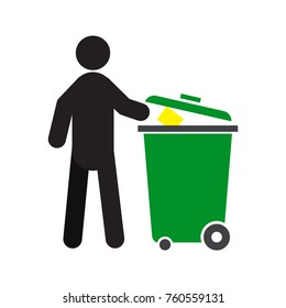 Man Throwing Out Trash Silhouette Icon Stock Illustration