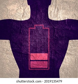 Man Torso Silhouette And Low Charged Battery