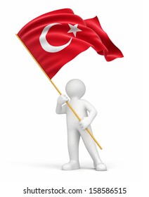 Man And Turkish Flag (clipping Path Included)