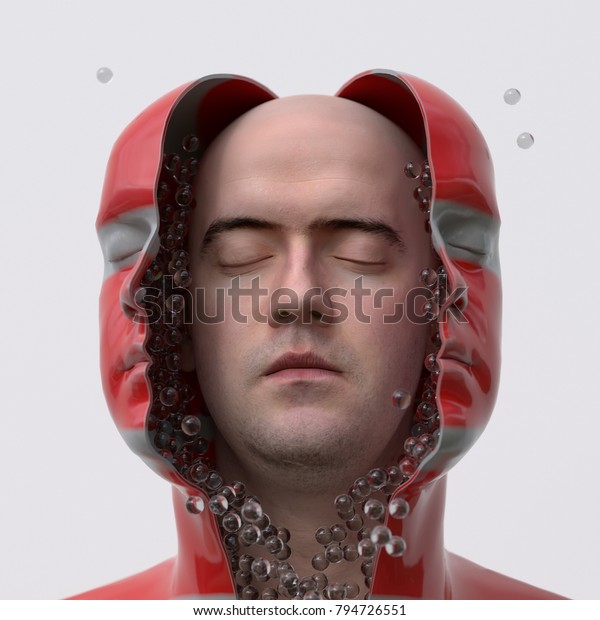 man wakes up in a envelope, 3d illustration