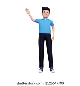 Man Waving His Hand. Isolated On A White Background. 3d Illustration