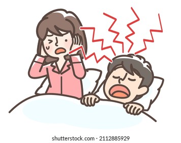 A man who snoring with a lady who got bothered. - Powered by Shutterstock