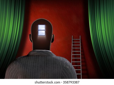 Man with window mind