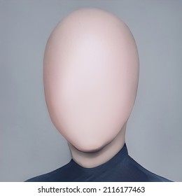 Man without a face, an impersonal man, mannequin. Anonymous portrait of a man, abstract identity. Illustration