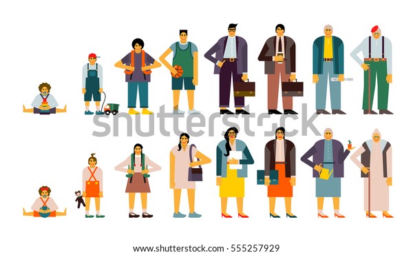 Man Woman Aging Baby Child Teenager Stock Illustration 555257929 ...