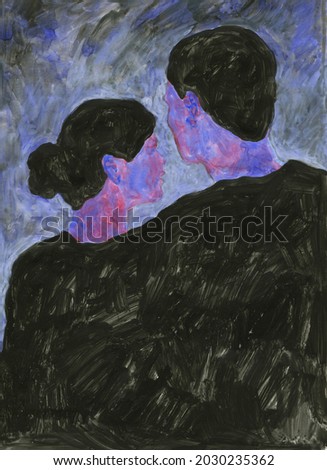 man and woman. contemporary painting. watercolor illustration
