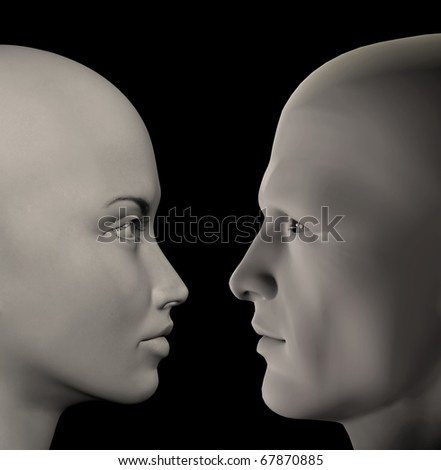 Similar – Man and woman face each other