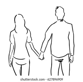 Couple Holding Hands Back View Stock Illustrations Images Vectors Shutterstock