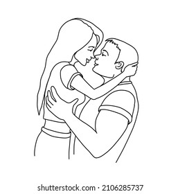 Man Woman Kiss Line Art Stock Illustration 2106285737 | Shutterstock