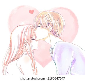 Man And Woman Kissing On The Forehead