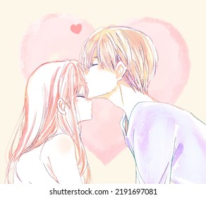 Man And Woman Kissing On The Forehead