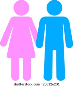 Man Woman Pink Blue Toilet Silhouettes Stock Illustration 238126201 ...