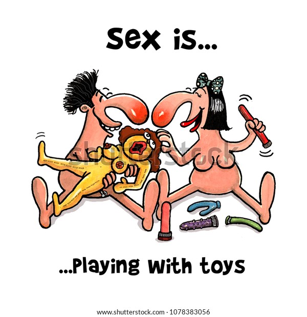 Naked men and women playing with sex toys