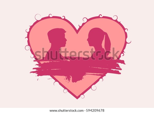 Man Woman Silhouettes Looking Each Other Stock Illustration 594209678 Shutterstock