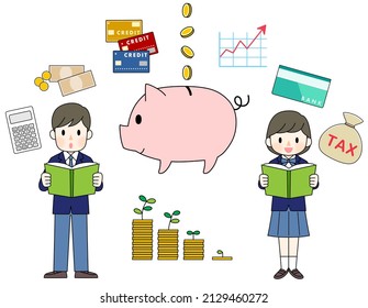 Man And Woman Of Students Studying Financial Education