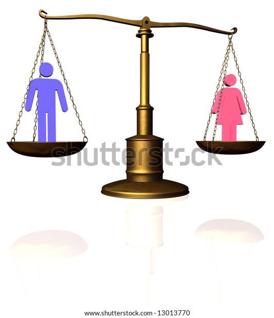 Man Woman Symbol Compared On Scale Stock Illustration 13013770