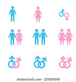 Man Women Relationship Symbols Collection Pink Stock Illustration 