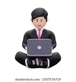 A man work in laptop 3d vector