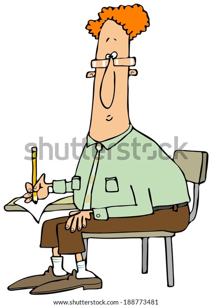 Man Writing Student Desk Stock Illustration 188773481