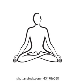 Man Yoga Asanas Lotus Position Isolated Stock Illustration 434986030 ...