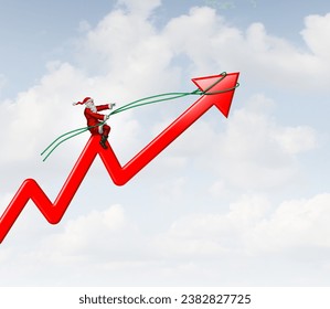 Managing Holiday inflation as a Business concept as Santa Claus is reigning in a symbol for economic rise in prices during Christmas season and Black Friday in a 3D illustration style. - Powered by Shutterstock