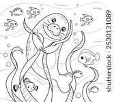 Manatee Sea Animals Ocean-Themed Coloring Pages for Kids Fun and Educational Marine Life Illustrations