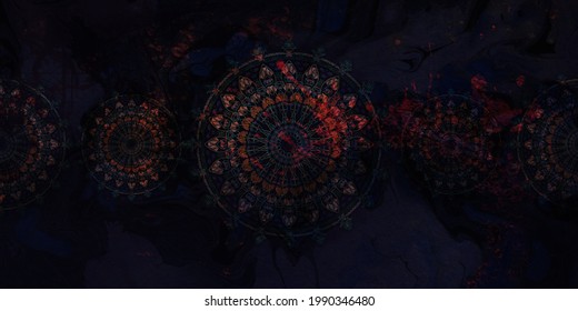 Mandala colorful grunge vintage art, ancient Indian vedic background design, Abstract ancient geometric with star field and colorful galaxy background, watercolor digital art painting