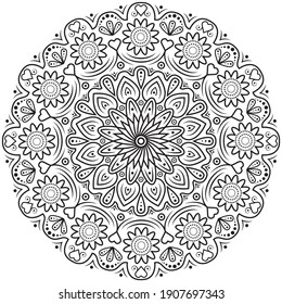 Doodle Floral Pattern Black White Page Stock Vector (Royalty Free ...