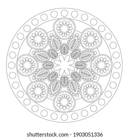 Mandala Floral Bouquets Flowers Doodles Outline for Coloring Adults Kids Seniors Relaxation with skill practice