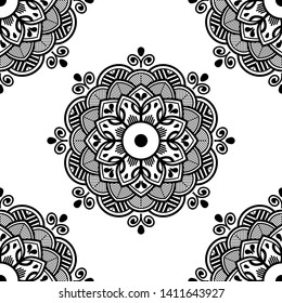 Mandala Seamless Pattern Black White Islam Stock Illustration ...