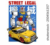 Manga Race Car And Robot Poster Design