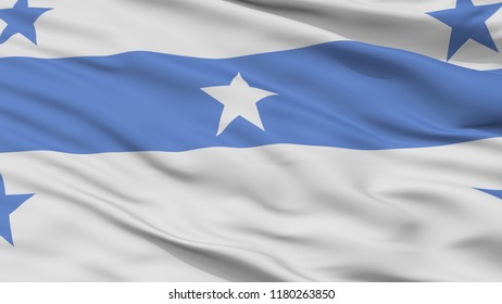 Mangareva Flag Closeup View, 3D Rendering