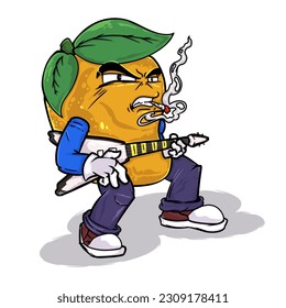 Manggo music guitaris cartoon character smoking mascot logo - Powered by Shutterstock