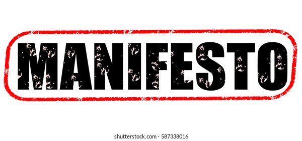 Manifesto Red And Black Stamp On White Background.