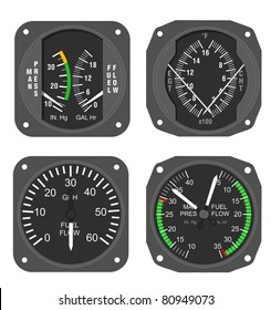 Manifold Pressure Fuel Flow Combo Gauge Stock Illustration 80949073