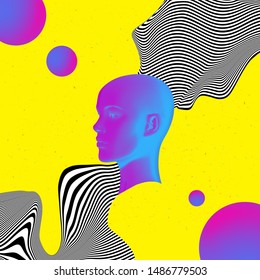 Mannequin Female Head On Blue Abstract Stock Illustration 1486779503