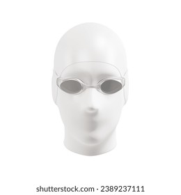 a mannequin head with Swimming Cap with Goggles image isolated on a white background - Powered by Shutterstock