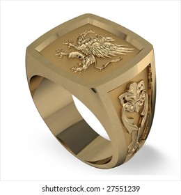 Man's Gold Heraldic Signet Ring