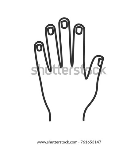 Man's hand linear icon. Thin line illustration. Contour symbol. Raster isolated outline drawing