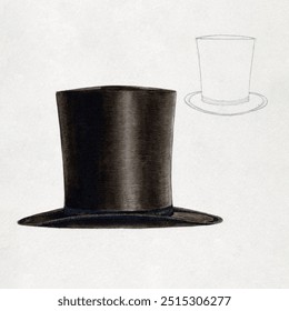 Man's Hat (ca.1937) by Creighton Kay-Scott. Vintage art drawing illustration, old painting art print. - Powered by Shutterstock