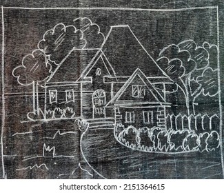 The Mansion Drawing With Chalk