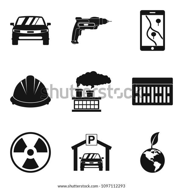 Manufacture of\
component icons set. Simple set of 9 manufacture of component icons\
for web isolated on white\
background