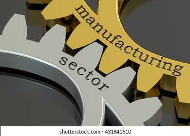 Manufacturing Sector Concept On The Gearwheels, 3D Rendering