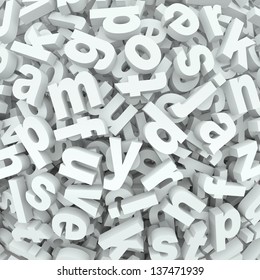 Many Alphabet Letters In A Jumbled Mess Of A 3D Display Or Background Of Words And Messages