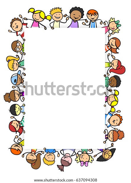 Many Children Forming Frame On Blank Stock Illustration 637094308 ...