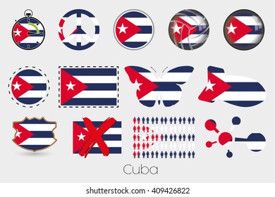 Many Different Styles Flag Cuba Stock Illustration 409426822 