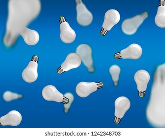 Many flying light bulbs down. 3D render - Shutterstock ID 1242348703